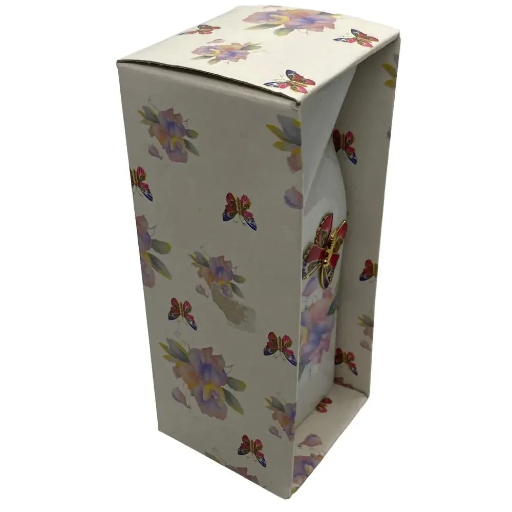 Embossed Butterfly Meadow Ceramic Vase Square Style 6 1/4